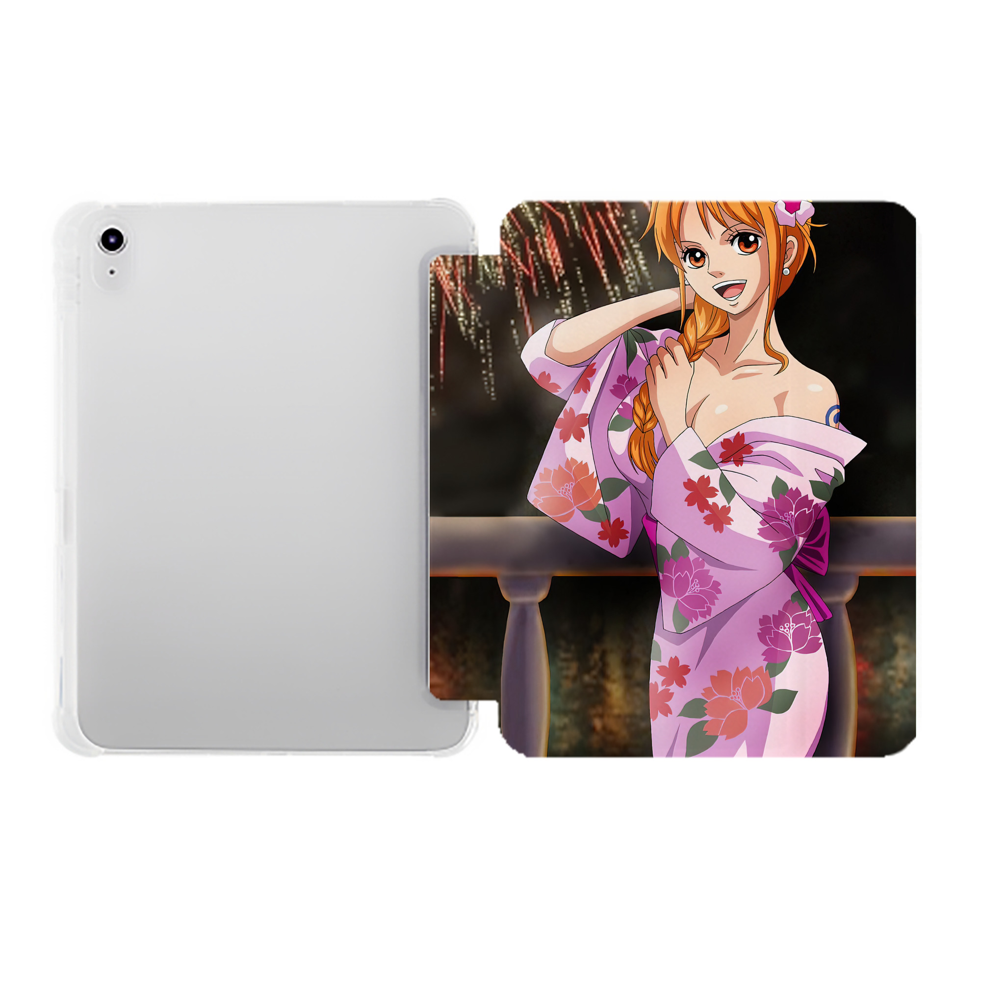 （画像用） ワンピース ONE PIECE IPad ケース ペン収納付き 三つ折りスタンド PUレザー×シリコン 対応機種9.5/10.5/10.9インチ